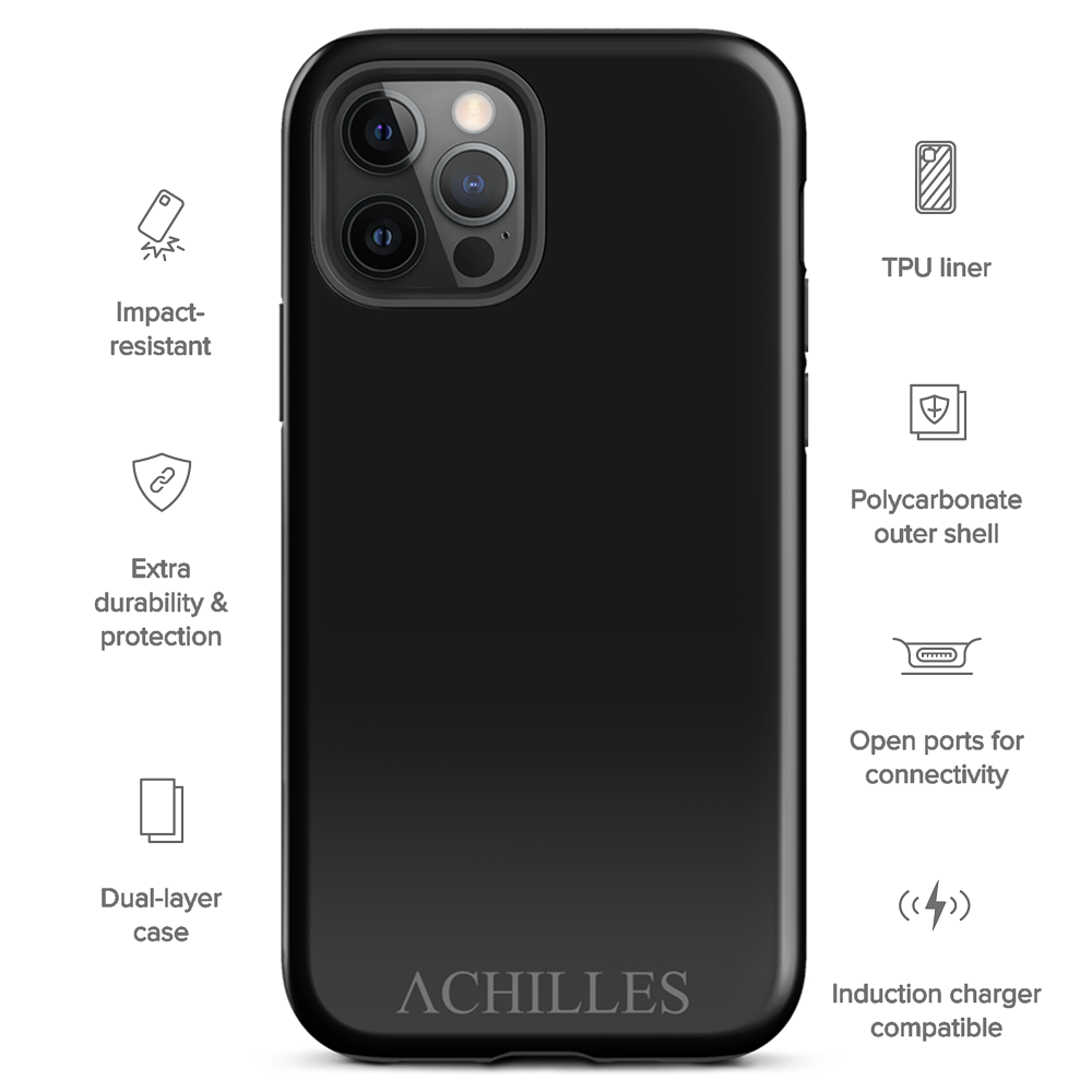 Black base Achilles Tactical Clothing Brand tough case for iPhone details