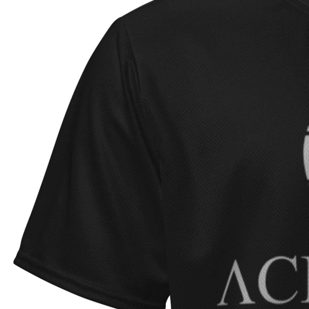 Close up of Right sleeve of Achilles Tactical Clothing Brand Performance Jersey Signature in grey