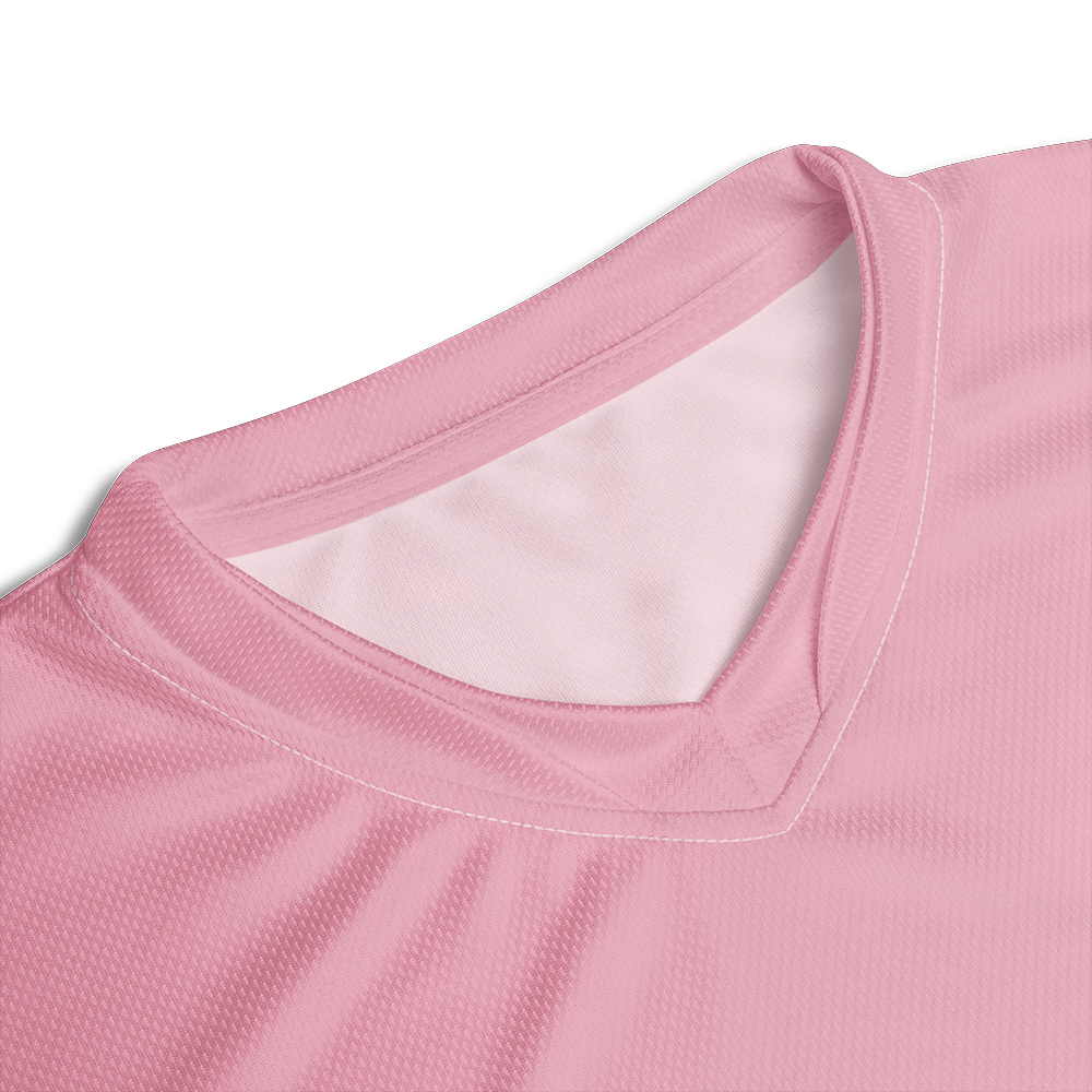 Close up of collar of Pink Mist short sleeve unisex fit Performance Jersey by Achilles Tactical Clothing Brand