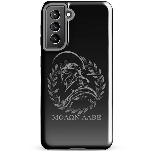 Front view of Molon Labe Spartan Samsung tough phone case by Achilles Tactical Clothing Brand