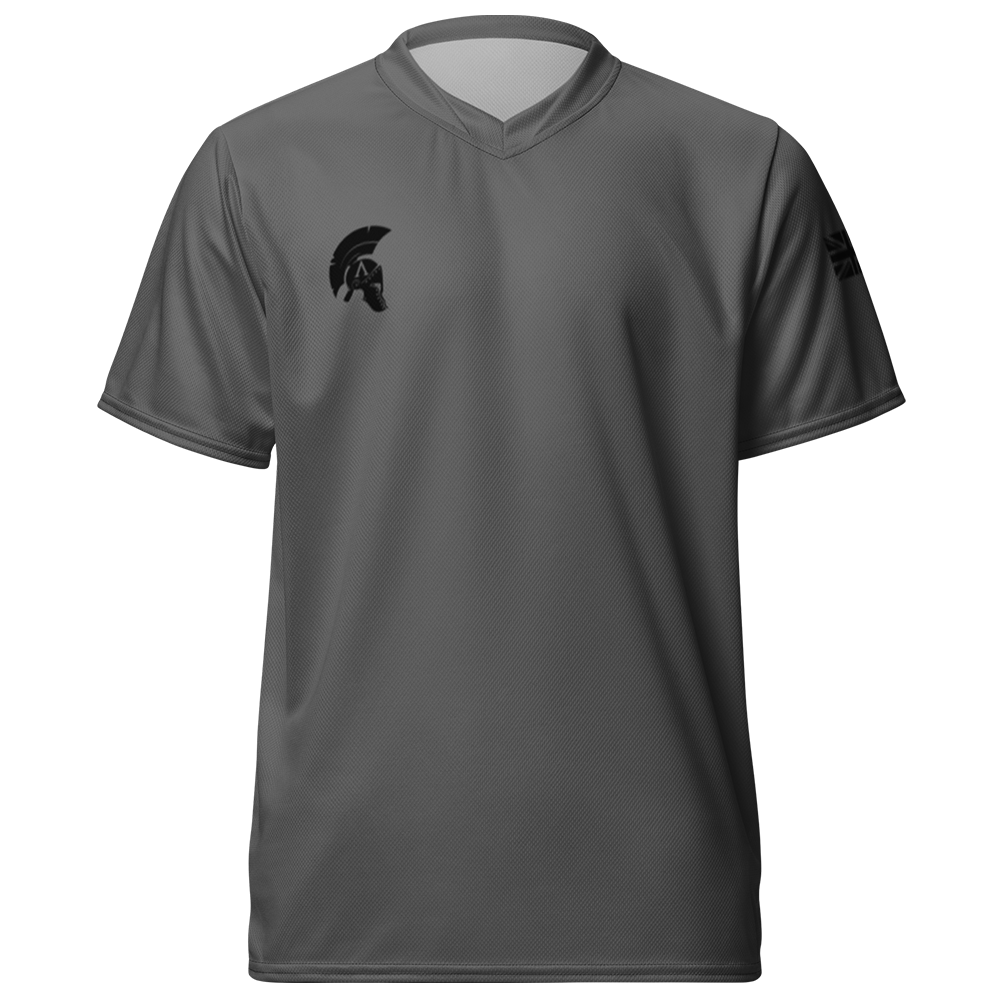 Front view of Graphite short sleeve unisex fit Performance Jersey by Achilles Tactical Clothing Brand