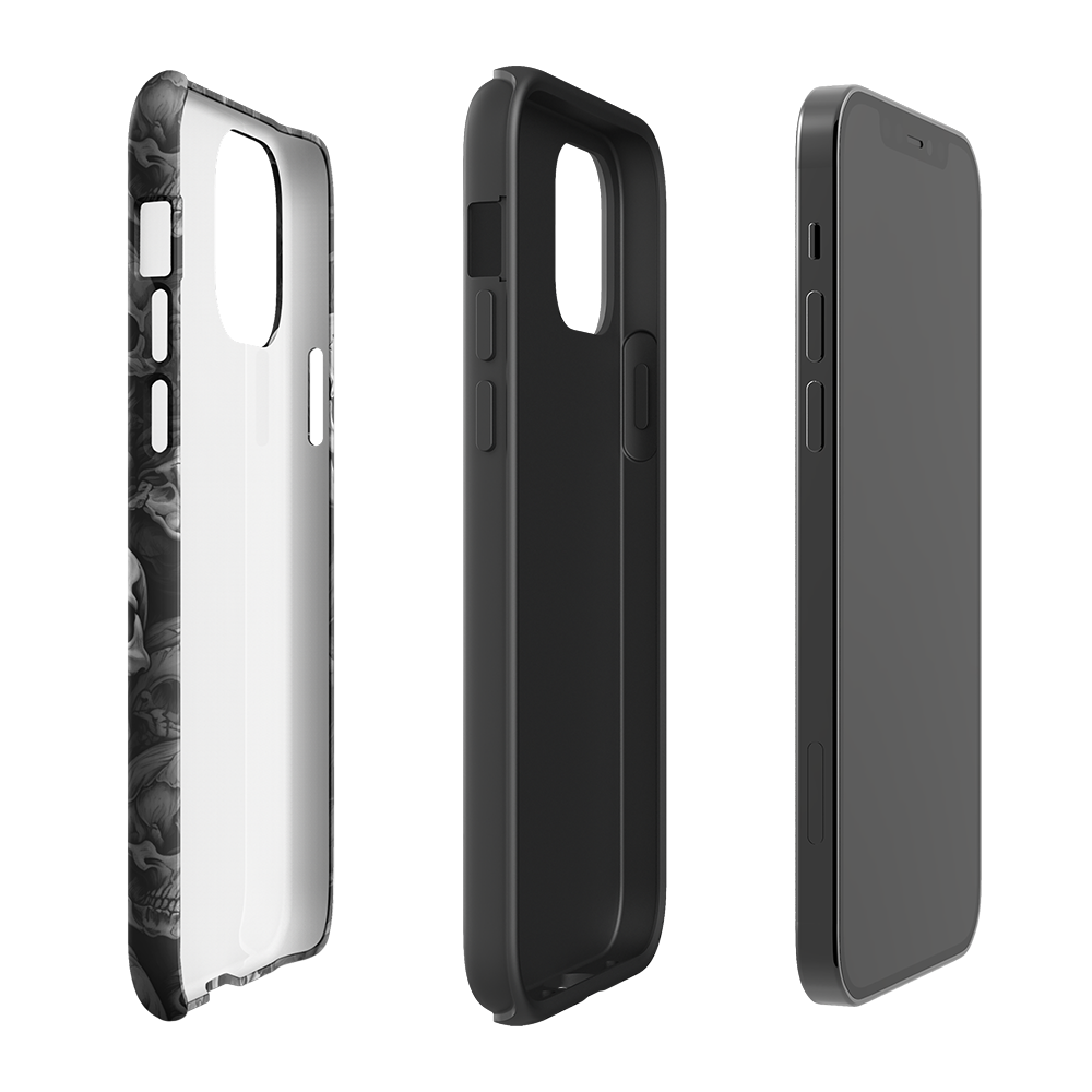 Grey Skulls base exploded view of Achilles Tactical Clothing Brand tough case for iphone