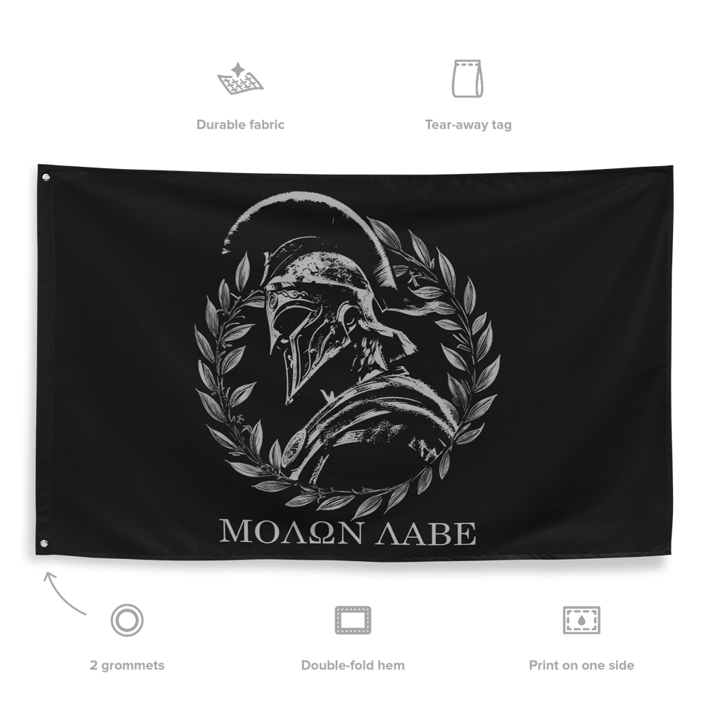 MOLON LABE SPARTAN Achilles Tactical Clothing Brand Printed Flag with details