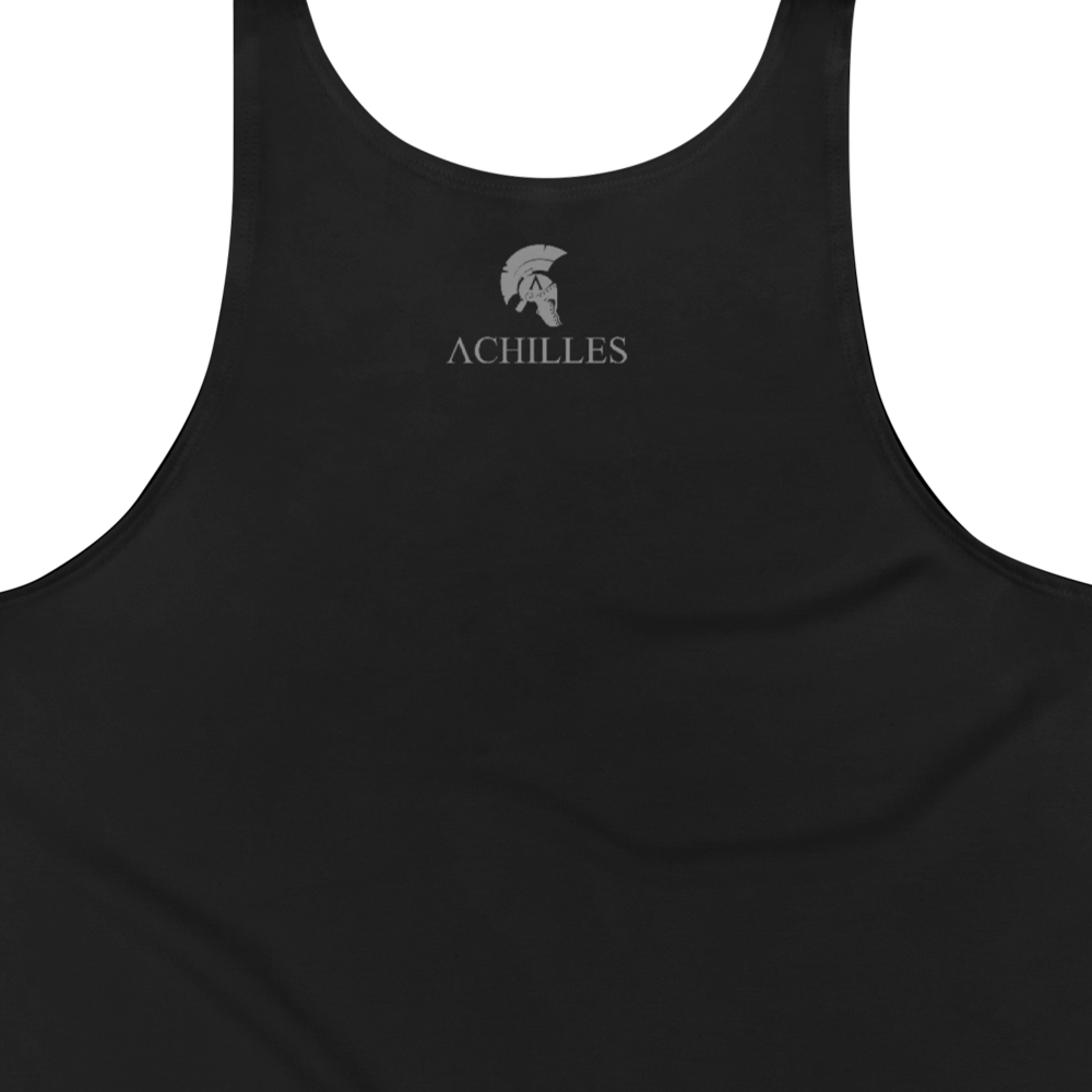 Signature close up back view of sleeveless tank Top by Achilles Tactical Clothing Brand 