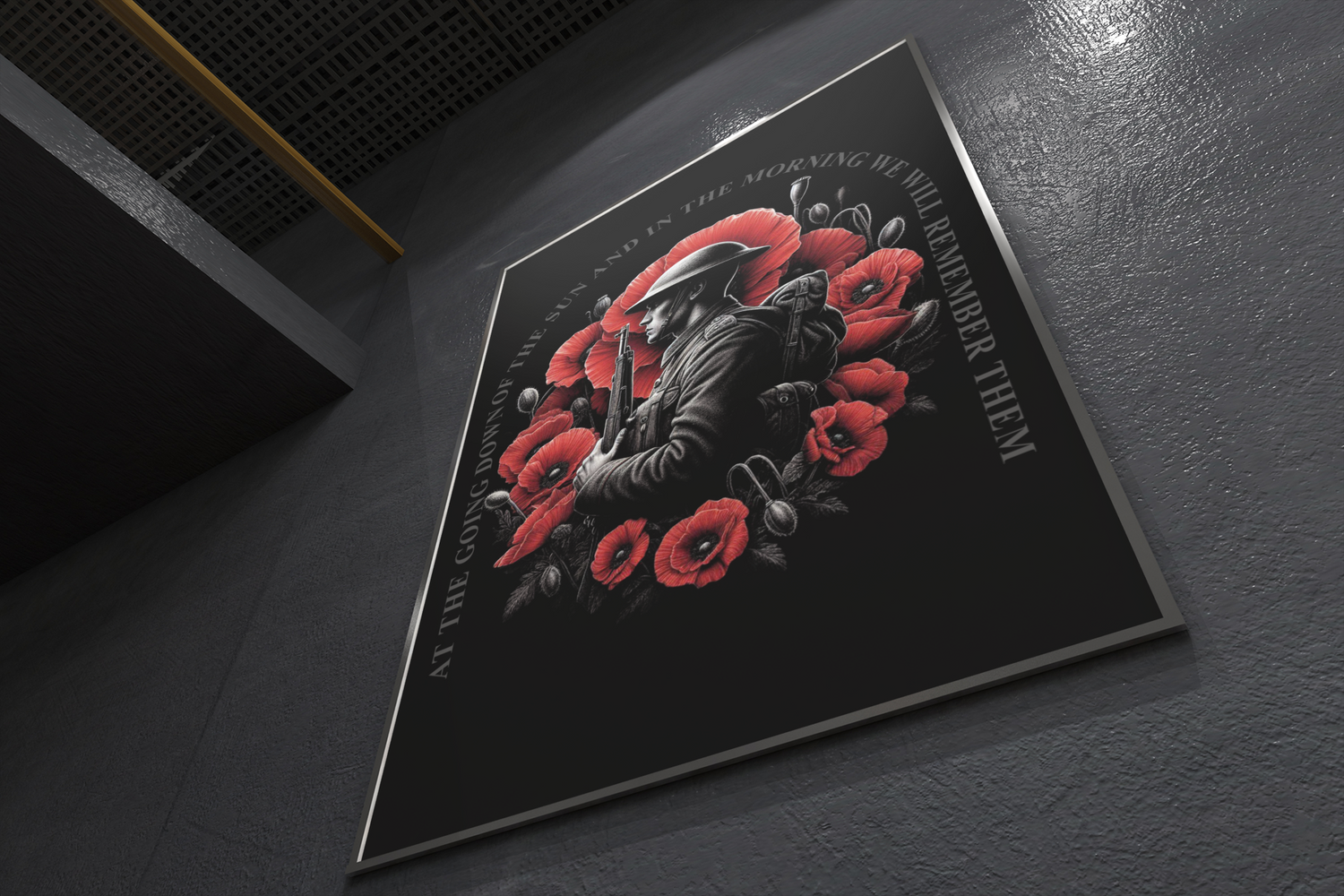 we will remember them Achilles Tactical Clothing Brand matte black poster in black wooden frame mounted onto wall