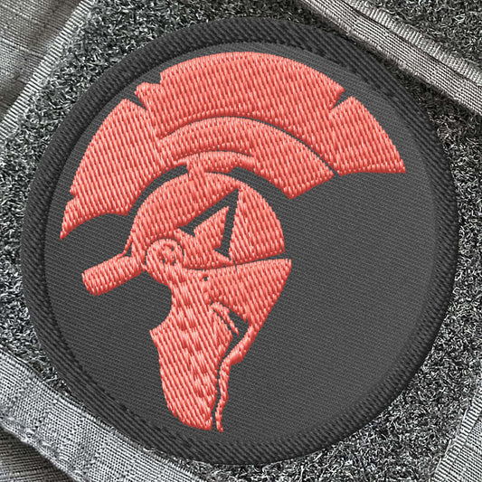 Achilles Logo (CODE RED) 3 inch black embroidered patch by Achilles tactical clothing brand