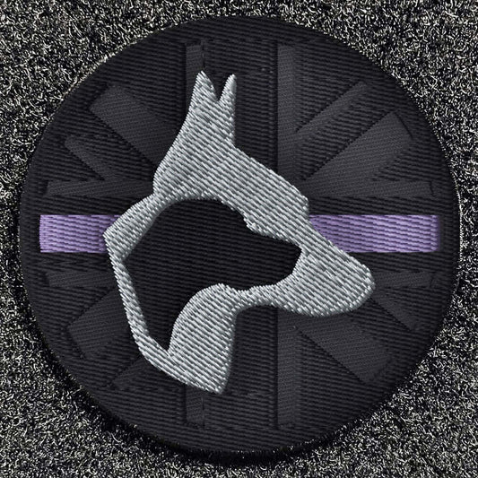 Dog handler security thin purple line design embroidered 3 inch round patch