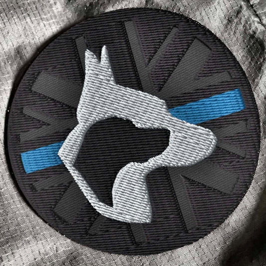 Dog handler police thin blue line design embroidered 3 inch round patch