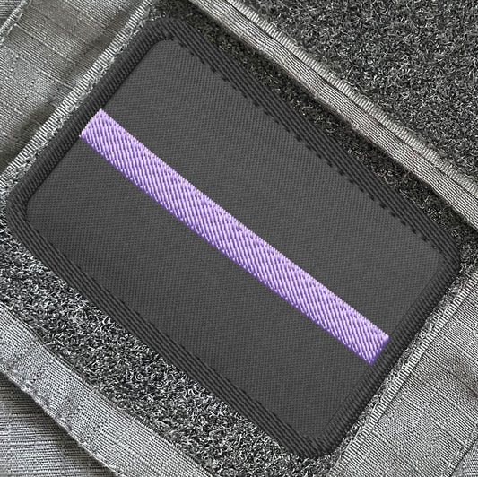 Thin Purple Line rectangle embroidered patch by Achilles tactical clothing brand