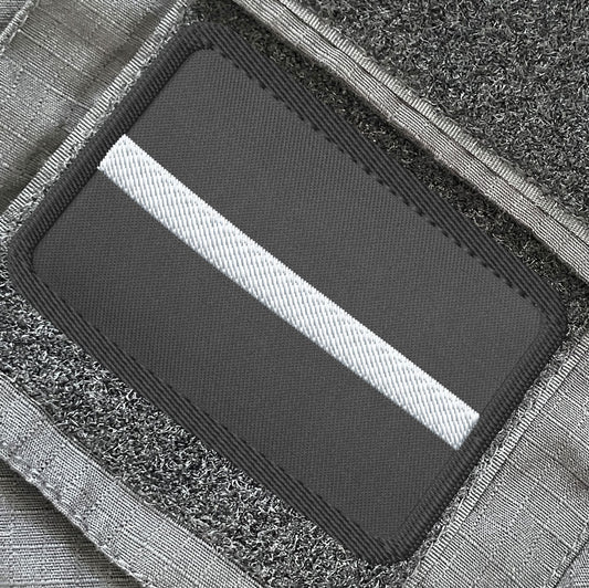Thin Blue Line rectangle embroidered patch by Achilles tactical clothing brand